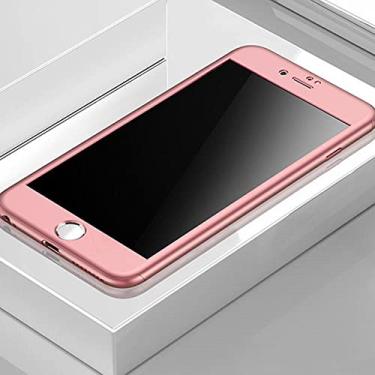 Imagem de Para 360 capa de telefone capa completa para iphone 7 8 6 6 s plus se 2020 capa protetora para iphone 11 pro xs max xr 5 5s capa com vidro, rosa, para iphone 11