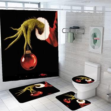 Imagem de KELATI Conjunto de banheiro de natal, tapetes antiderrapantes, tampa de tampa de vaso sanitário e tapete de banho para decoração de conjunto de banheiro tema de decoração de banheiro de natal - I