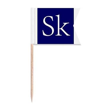 Imagem de Símbolo de moeda Coroa Eslovaca SKK Bandeiras de palito de dente Marcação de rotulagem para bolo de festa Comida Prato de queijo