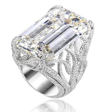 Imagem de Htayekog Anel vintage de prata esterlina 925 13 x 18 mm quadrado zircão anel de compromisso personalizado CZ diamante ouro branco aliança de casamento meia eternidade empilhável anel de noivado coquetel para mulheres tamanho 6 a 10 (9)