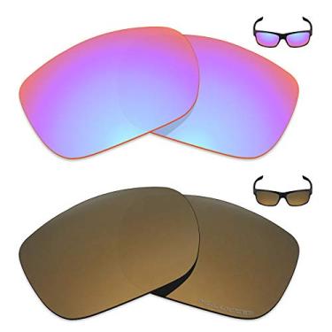 Imagem de Mryok+ 2 pares de lentes polarizadas de substituição para óculos de sol Oakley Two Face – Rosa cobalto/Bronze dourado