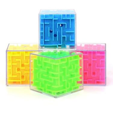 Imagem de Cubo Labirinto 3D Color + Quebra Cabeça de Metal - 6cm