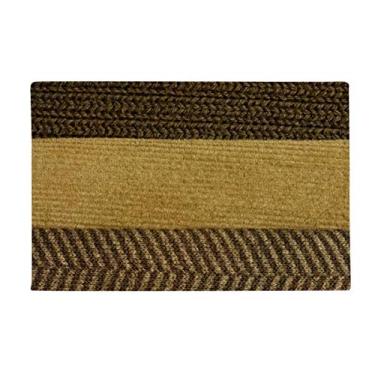 Imagem de DIYthinker Tapete de linho com barra tripla marrom abstrato tapete antiderrapante para porta de banheiro