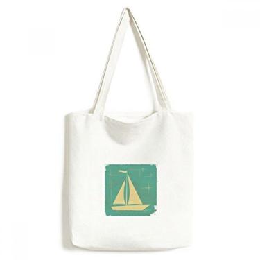 Imagem de Bolsa sacola de lona com estampa azul e ilustração de navegação esportiva