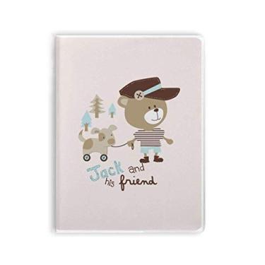 Imagem de Caderno de desenho animado urso animal rosa Art Deco presente moderno capa de goma Diário capa macia