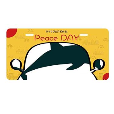 Imagem de Placa de carro Blue Ocean Streamline para nadar golfinho placa de carro decoração Dia da Paz