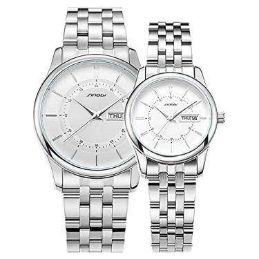 Imagem de Relógio de Pulso Sinobi Relógio de Pulso Casal Conjunto Elegante Aço Inoxidável À Prova D'agua (C2)