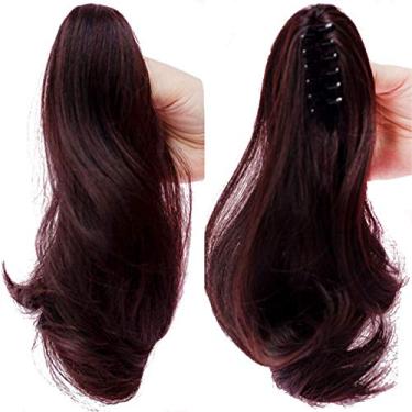 Imagem de Rabo de cavalo médio macio natureza ondulada rabo de cavalo extensão leve Easy High Buns aplique clipe garra marrom escuro