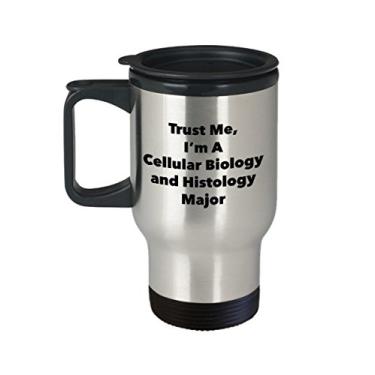 Imagem de Caneca de viagem principal de biologia celular e história – Copo isolado divertido – Lindos presentes de formatura ideias para amigos e colegas de classe