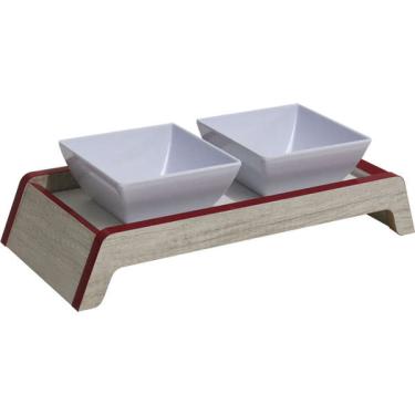 Imagem de Comedouro Duplo Elevado Vermelho para Cães e Gatos - Tam. Único