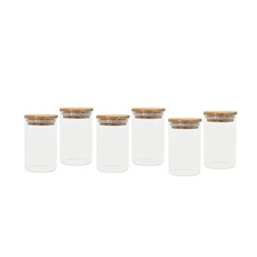 Imagem de Jogo de 6 Potes Herméticos de Vidro Tampa de Bambu - 250 ml