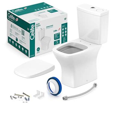 Imagem de Kit Vaso Sanitário Rimless com Caixa Acoplada Touchless Smart Clean® | Harpic e Assento Soft Close Vip Celite