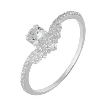 Imagem de Anel Coroa Princess Coleção Glam Prata com Zircônia.