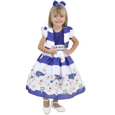 Imagem de Vestido Infantil Com Bolero Azul Marinho E Rosas Branca, Casamento For