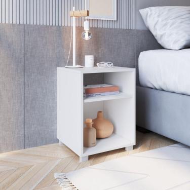 Imagem de Mesa de Cabeceira Siena com Prateleira Branco