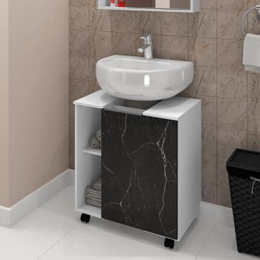 Imagem de Gabinete para Banheiro 1 Porta Pequin Bechara - Branco/Nero