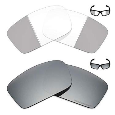 Imagem de Mryok+ 2 pares de lentes de substituição para óculos de sol Oakley Twitch – Cinza eclipse fotocromático/prata titânio