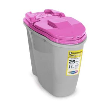 Imagem de Porta Ração Compartimento Armazenador de ração Dispenser Home Plast Pet 25L com concha dosadora - Rosa