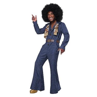 Imagem de California Costumes Macacão masculino Flashy estilo anos 70/adulto, Azul, M