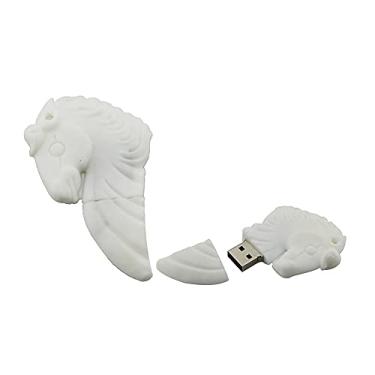 Imagem de Pen Drive USB 2.0 em formato de cavalo Pegasus de 32 GB, pen drive USB Flash Disk Pen Drive U Disk USB Flash Memory Drive Pen Drive com corrente (branco)