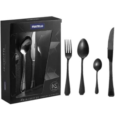Imagem de Conjunto Talheres Faqueiro Inox Victoria Black Rose Gold 24pç (Black)