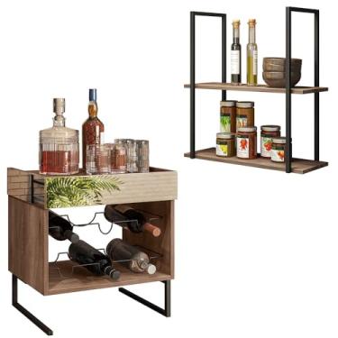Imagem de Kit Adega Decorativa Espelhada e Prateleira Multiuso Industrial D01 Design Demolição - Lyam Decor