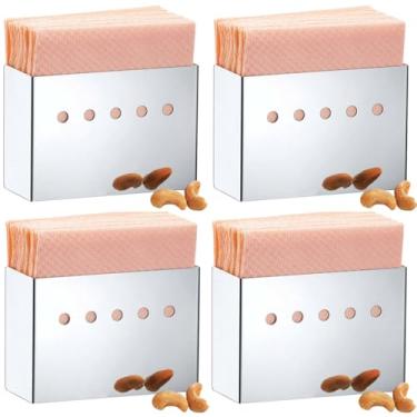 Imagem de Kit 4 Porta Guardanapos de Inox para Lanchonetes Confeitarias Restaurantes Mesa Parma Brinox