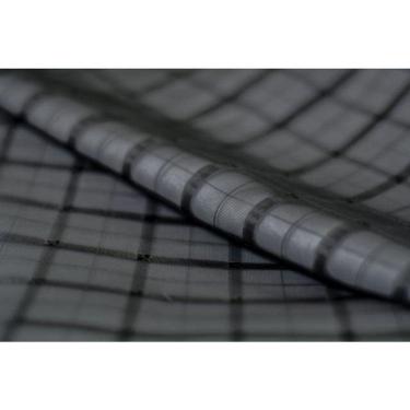 Imagem de Cortina Quarto Voal Xadrez Preto Com Forro Branco 4,00X2,80