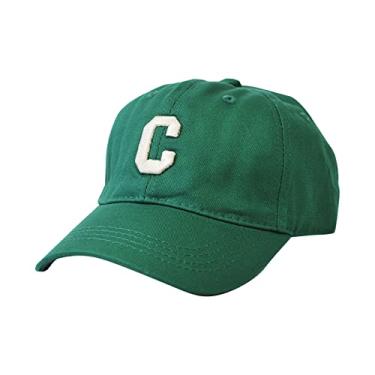 Imagem de Boné de beisebol infantil simples impressão de letras moda unissex boné infantil primavera verão meninos meninas chapéu viseira de sol, Verde, One Size