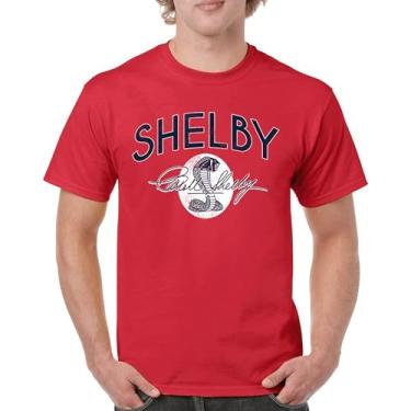 Imagem de Camiseta masculina vintage com logotipo Shelby Cobra American Legendary Mustang 427 GT500 GT350 Performance Powered by Ford, Vermelho, M
