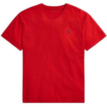 Imagem de Polo Ralph Lauren Camiseta masculina com gola V e modelagem clássica, Ralph Lauren, vermelho, GG