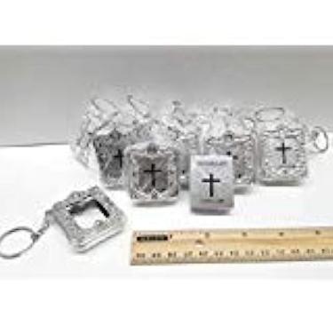 Imagem de (Espanhol (Prata)) - CL Presente 12 x Mini Chaveiro da Biblia Ingles Espanhol Ouro Prata Biblia Sagrada Favor religioso / Favor do batismo / Primeiras comunhoes, Batismo, Cha de casamento (espanhol (prata))