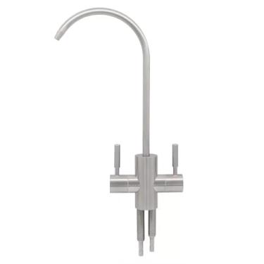 Imagem de Torneira de água bidirecional com duas alças, torneira torneira purificador de água RO torneira, filtro de aço inoxidável, torneira de beber direta, torneira de cozinha para filtros de água, água com