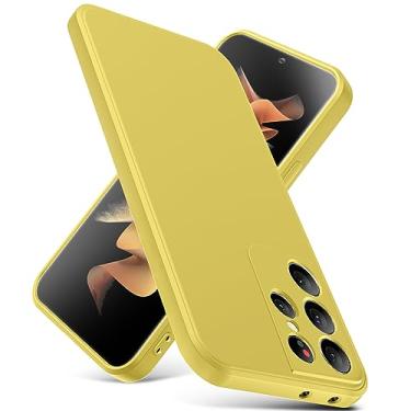 Imagem de YSLBWLE Capa para Samsung Galaxy S21 Ultra, capa fina de silicone líquido, à prova de choque, capa fina para celular Galaxy S21 Ultra, capa protetora de câmera de corpo inteiro - amarela 2-sam s21u-11