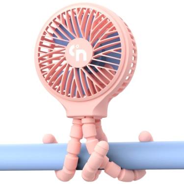 Imagem de HomeLifairy Ventilador de carrinho portátil, USB ou bateria recarregável operado com 3 velocidades e rotação de 360°, clipe de resfriamento para berço de bebê, viagem, assento de carro rosa