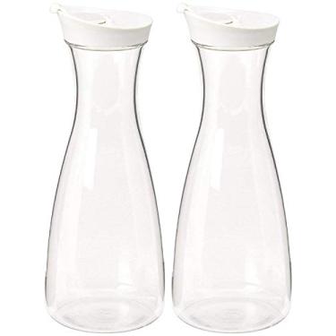 Imagem de Pacote com 2 jarras de plástico branco grande (transparente) - acrílico - livre de BPA - 1,7 litro - durável - para suco - água - vinho - chá gelado ou leite - não adequado para bebidas quentes - sem