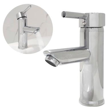 Imagem de Dona D Cor, Torneira Bica Baixa Pia Banheiro Inox Cromado Monocomando Misturador Bancada Lavatorio Luxo Cuba Lavabo Agua Quente Fria Mesa Aço Inox 304 Brilhoso