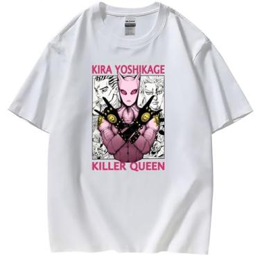 Imagem de Camiseta JoJo Bizarre Adventure Unissex Manga Curta 100% Algodão Killer Queen Cosplay Plus Size 5GG Anime Merch, White-killer Queen, GG