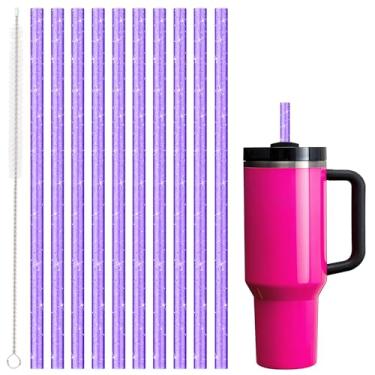 Imagem de Beonsky Canudo de substituição para Stanley|Simple Modern|Owala Copo de copo de 1,134 g 850,5 g, pacote com 10, canudo de plástico reutilizável de 30 cm com escova de limpeza, lavável na lava-louças