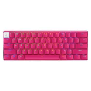 Imagem de Teclado Mecânico Gamer Sem Fio Logitech G PRO X 60 LIGHTSPEED com Design Ultra Compacto TKL 60%, Switch Óptico GX Tactile, RGB LIGHTSYNC, Conexão Bluetooth ou USB, Compatível com Windows- Rosa Magenta