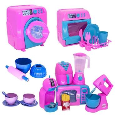Imagem de Kit brinquedo cozinha forma air fryer batedeira xícara 23pç