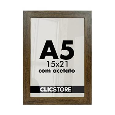 Imagem de Kit 10 Moldura A5 15x21Cm Com Acetato e Fundo Para Quadros Fotos Cor da Armação:Marrom