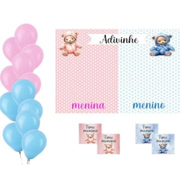 Imagem de Kit para Chá Revelação do Bebê, Adesivos, Balões, Cartaz, Decorações