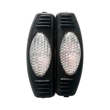 Imagem de Par Luminoso Oval Refletor Simples Cristal Base Preta para Porta Lateral Linha Leve e Pesada Carros e Caminhões - Olho de Gato Universal