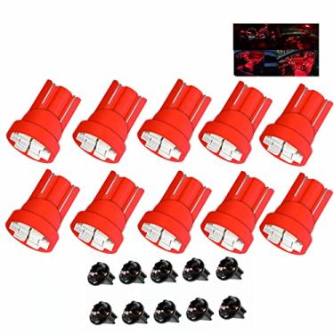 Imagem de CUSMME Pacote com 10 lâmpadas LED T10 194 168 PC194 PC195 PC160 PC161 PC168 painel de instrumentos painel de instrumentos painel 8SMD lâmpada automotiva vermelho brilhante