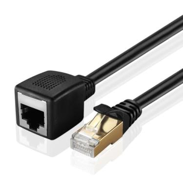 Imagem de Extensor de extensão de cabo Ethernet TNP (3,5 m) - Cat7 Cat6 Cat5e Cat5 LAN RJ45 fêmea para macho conector de fiação de rede fio patch - Extensor de cabo Ethernet para roteador, modem Smart TV,