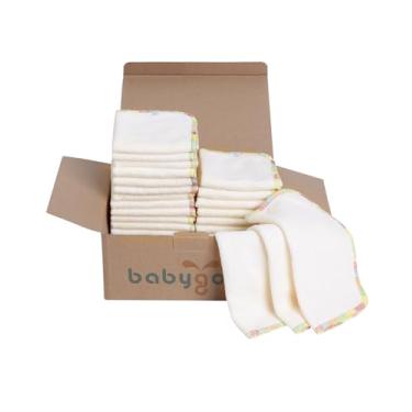 Imagem de babygoal 30 lenços umedecidos de bebê, lenços reutilizáveis para fraldas de bebê, lenços laváveis naturais não branqueados macios e resistentes, 20 x 20 cm, 30BW02-B