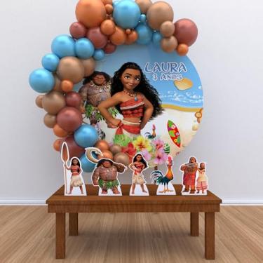 Imagem de Kit Decoração Painel Personalizado Redondo Festa de Aniversário Moana 1
