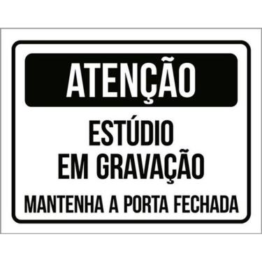 Imagem de Kit 5 Placa Estúdio Gravação Mantenha Porta Fechada36X46