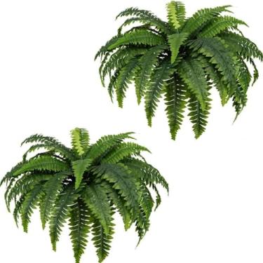 Imagem de YYGJYGOO Samambaias artificiais Mowaven, samambaias falsas, plantas artificiais na cesta, cesta grande de samambaias artificiais para ambientes internos, jardim, varanda (60 folhas, 2 peças)
